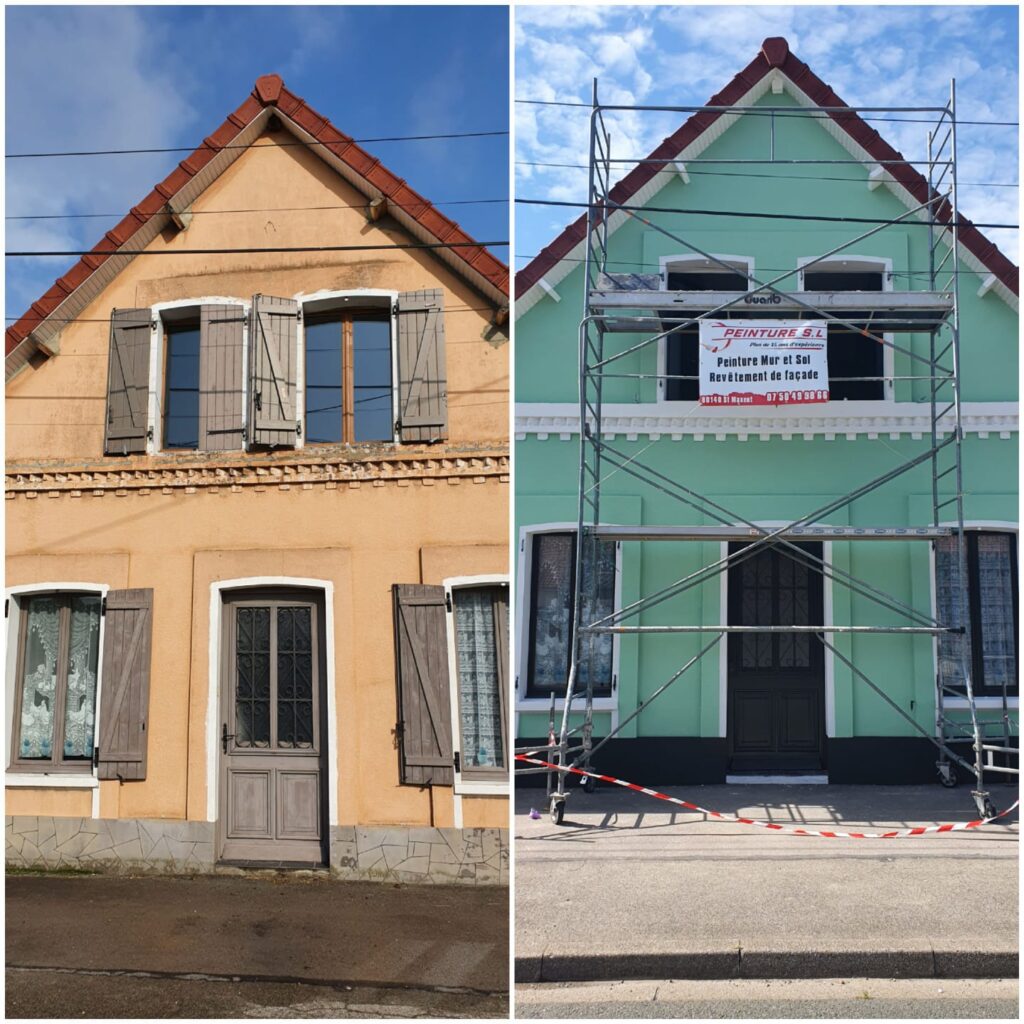 Avant après ravalement de façade à Blangy-sur-Bresle - Peinture S.L