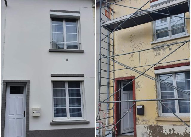 Avant-après ravalement de façade d'une maison de ville - Peinture S.L